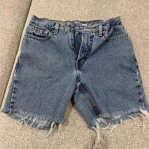Vintage Tommy Hilfiger Blue Denim Frayed Hem Jean Shorts#A1106